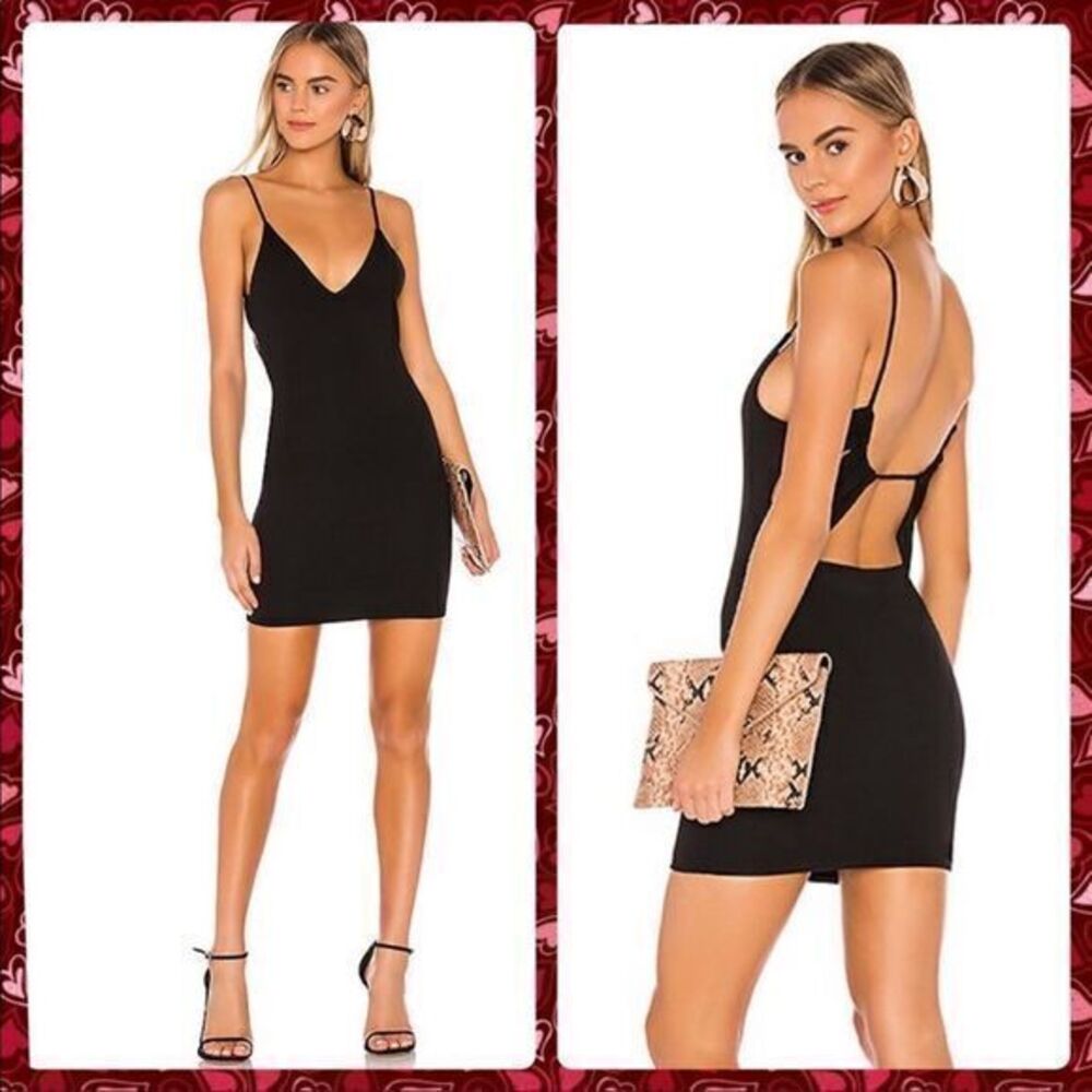 Lovers + Friends X Revolve Black Mini Open Back Bodycon.  Date Night NWOT